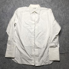 Ermenegildo Zegna Dress Shirt Mens 16 White French Cuff Regular Fit Cotton