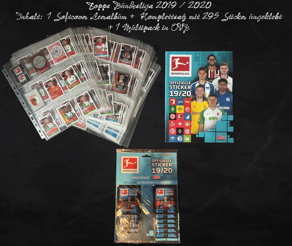 TOPPS komplett Bundesliga 2019 / 2020 + Leeralbum + alle 295Sticker + Multipack - Bild 1 von 1