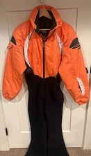 Awesome Vintage Nils Orange & Black Ski Snow Suit w/Pants Womens Sz 8 Stretch