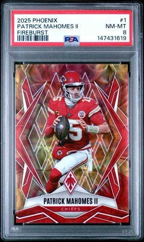 2025 Panini Phoenix Patrick Mahomes #1 Fireburst Prizm /350 PSA 8 KC Chiefs