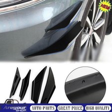 4pcs Universal Gloss Bk Car Front Bumper Fins Body Splitter Spoiler Canards