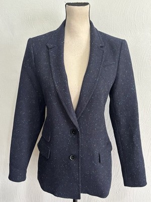 BANANA REPUBLIC Hacking Jacket Blazer Womens Speckled Wool Blend Size 6 P