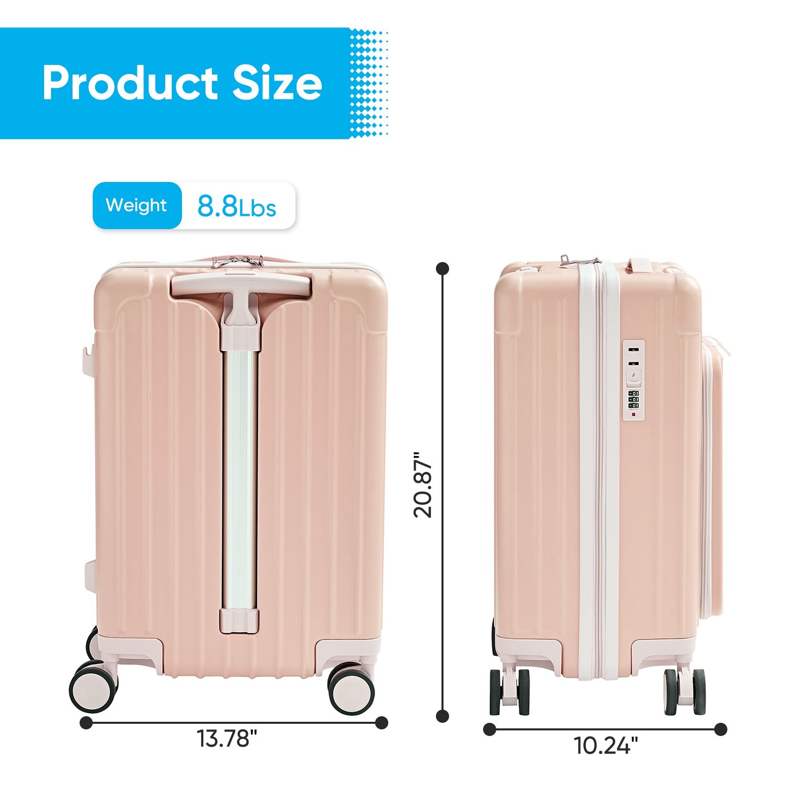 DISHUP Carry-On Suitcase for Kids with Seat, Front Opening Carry-On Luggage
