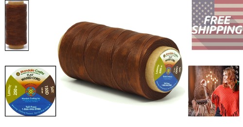273 Yards Brown Flat Waxed Thread - Durable 0.8mm Polyester for Leather Crafting - Bild 2 von 9