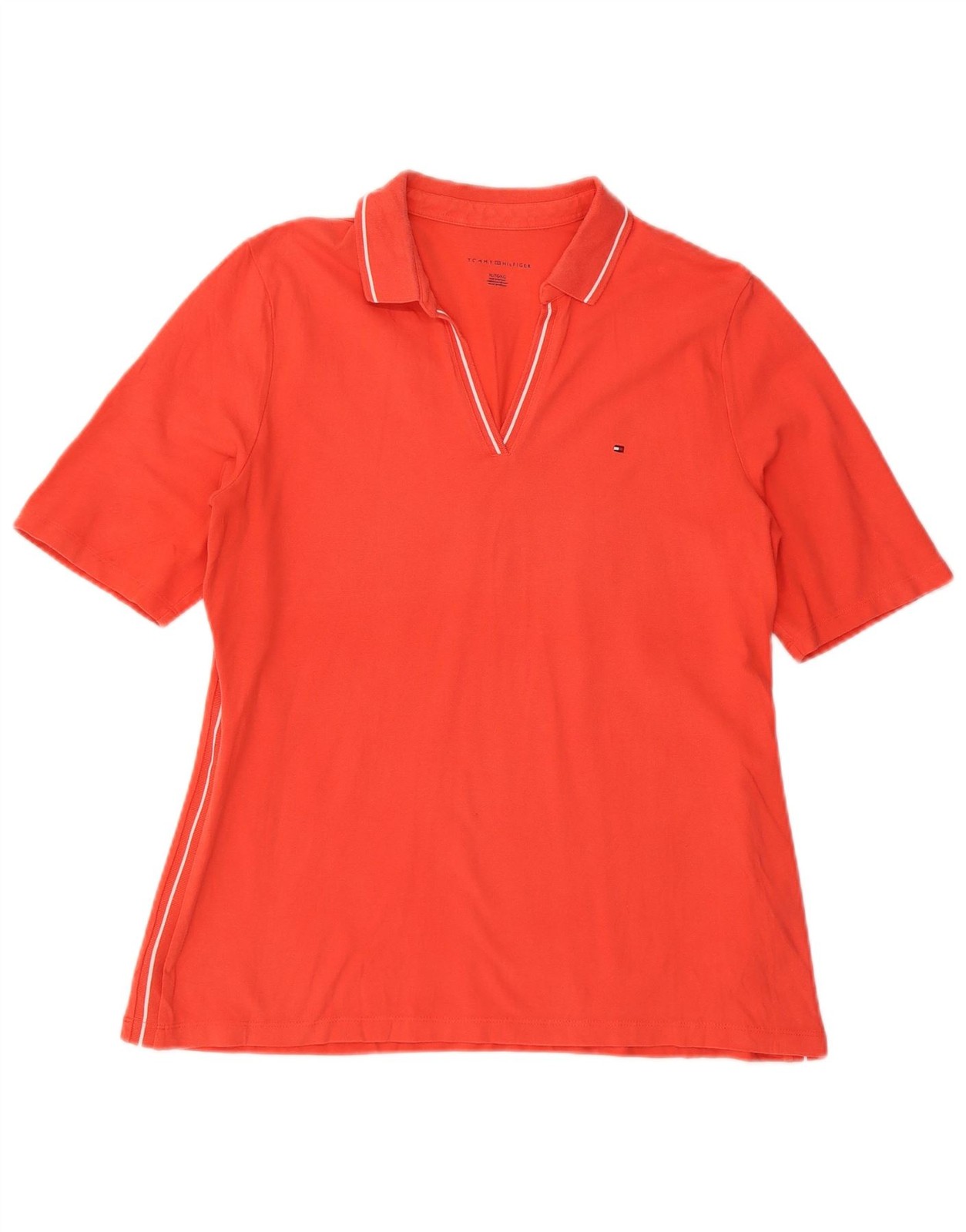 TOMMY HILFIGER Womens Polo Shirt UK 18 XL Orange Cotton DJ08