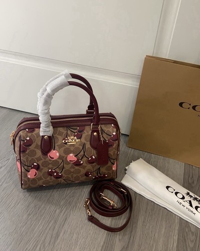 Rowan Satchel Bag In Signature Canvas With Cherry Print CY692