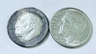 1962 Roosevelt Dimes, 90% Silver Lot Of 2 Circulated Coins Free Shipping #8722