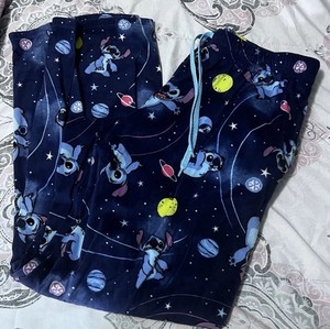 Disney lilo & Stitch Women's Sleep Pants With Pockets Sz Large 12-14 blue