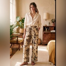 NWT QVC Attitude by Renne Floral Print Wide-Leg Pants size L petite