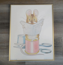 Frederick Warne And Co. Mouse Tailor Framed Art 17x13.5 VIntage RARE