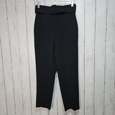 BABATON ATELIER Aritzia Black Belted High Rise Dress Pants Size 4 Straight Leg