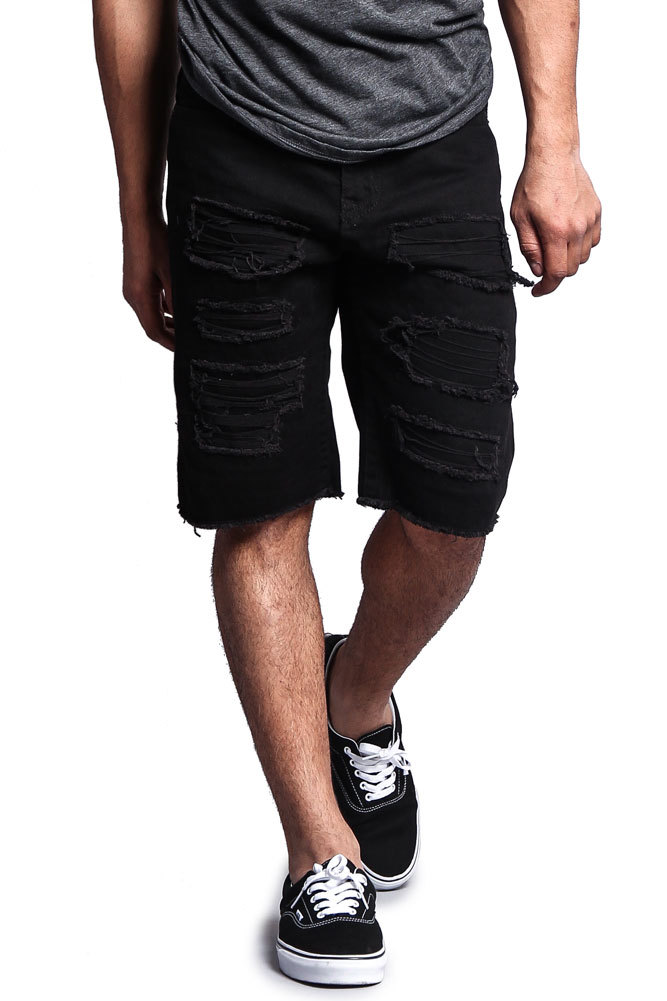 Men's Distressed Rip Colored Jean Pant Denim Shorts (441-V1G Men's Distressed Rip Colored Jean Pant Denim Shorts (441-V1G