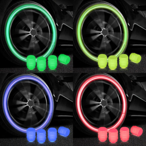 4Pcs Universal Fluorescent Luminous Tire Valve Stem Caps Car Tire Valve Caps - Picture 1 of 19