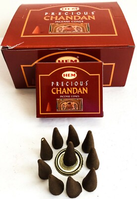 Hem Precious Chandan Incense Cones - Pick 10-20-30-50-100-120 Free 