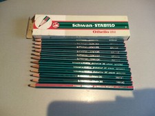 12 GRAPHITE PENCILS --SCHWAN-STABILO-OTHELLO-HB-2B-3B-4B--in BOX- -NEW--