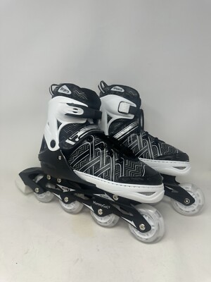 MammyGol Adjustable Inline Hockey Roller Skates Adults Size US 5-8L White Black