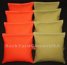 CORNHOLE BEAN BAGS Orange  Olive 8 All Weather Resin Filled