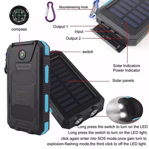 Portable 9000000mah Solar Power Bank Pack USB LED Pack Battery Charger For Phone - 第 7/15 張圖片