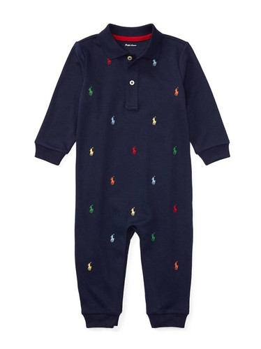 NEW Nwt RALPH LAUREN Boys POLO Pony Interlock Coverall 9M $35