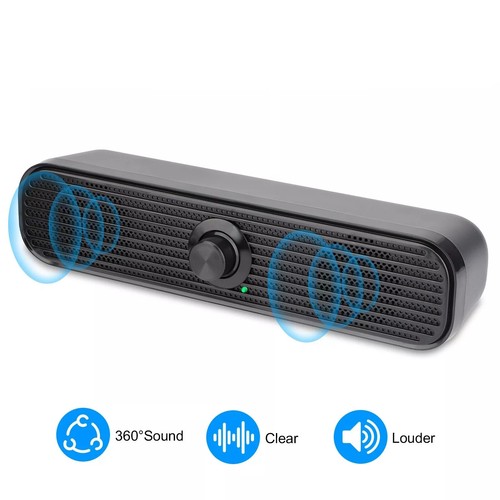 3.5mm Jack Wired Speaker Soundbar Stereo Bass Sound USB For Computer Laptop - Picture 3 of 10