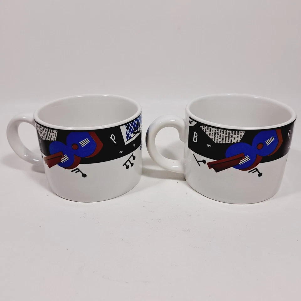 Sakura COMPOSICIÓN #5 Deborah Malva Tazas de Café Música Jazz Periódico Juego de 2 Foto 3 de 4