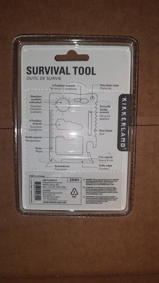 Kikkerland Classic Stainless Steel Survival Tool, Pocket 11 functions + Pouch - Image 4 of 4