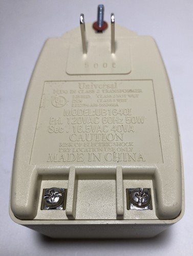 120V to 16.5V AC Transformer Wall Adapter Power Supply Class 2 Plug In UB1640I - Afbeelding 2 van 4