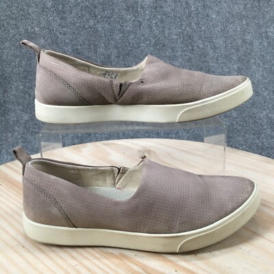 Ecco Shoes Womens 39 Gillian Casual Slip on Sneakers Beige Leather Round Toe