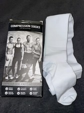 Compression Socks Stockings Womens Mens Knee High Medical 15-20mmHG White 3 Pair