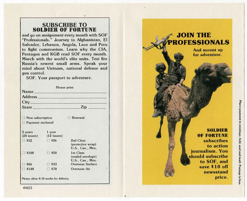 Soldier of Fortune magazine subscription envelope/bookmark, pristine! - Image 3 of 3
