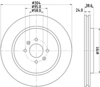 2X Hella 8DD 355 114-871 Bremsscheibe FüR Mg