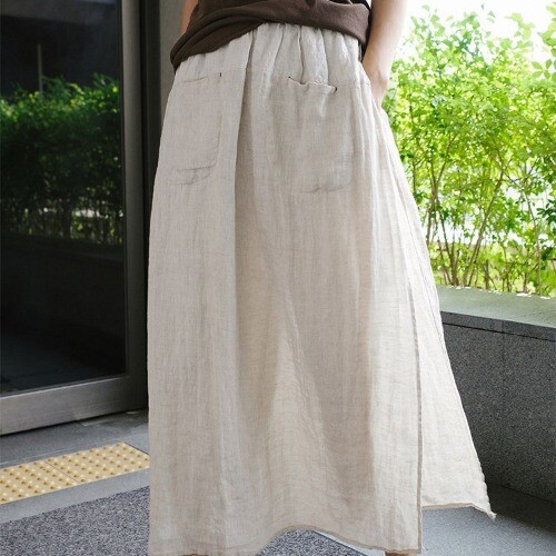 Damen Frühling Sommer lockere lässige Cropped Hose Leinen weites Bein Schlitz Hose Gr. - Bild 6 von 17