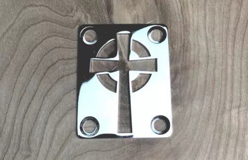 Celtic Cross Neck Plate for your Guitar or Bass - Chrome