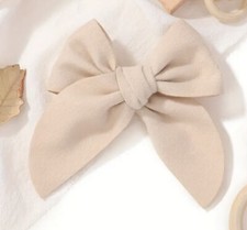 Womens Big Bow Hair Clip Off Beige Ribbon Bowknot Nonslip Barrette Soft Trendy