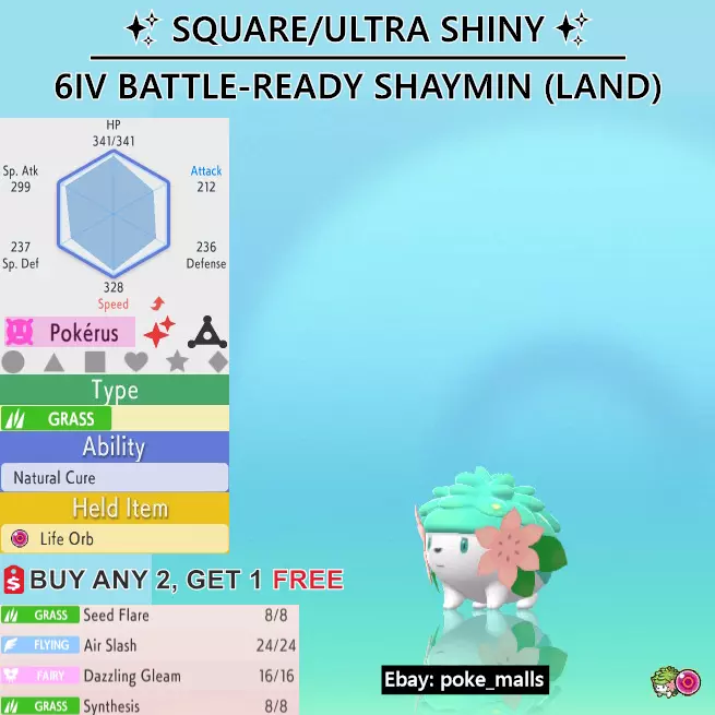 Shiny SHAYMIN 6IV Mythical / Pokemon Brilliant Diamond and 