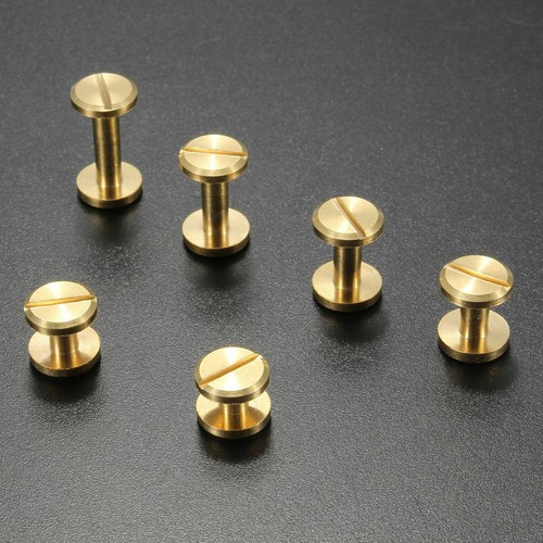 Remaches lisos con tornillo de cuero artesanal de cinturón plano de Chicago latón para uñas 4-15 mm - Imagen 2 de 11
