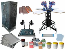 4 Color Screen Printing Press Kit Exposure Unit Drying Cabinet Print Equipment