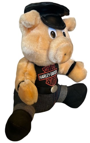 Harley Davidson Plush Pig Hog Motorcycles Biker Hat Stuffed Animal 1993 NEW 10” - Picture 3 of 5