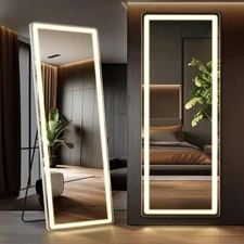 Mirror Full Length Standing Mirror LED Lights Full Body Floor Standing Mirrors