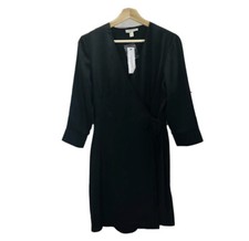 NWT Topshop Wrap Mini Dress Side Buckle Strap 3/4 Sleeves Black Sz 6