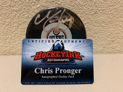 Chris Pronger Signed Edmonton Oilers Puck Hockey Ink - Picture 3 of 3