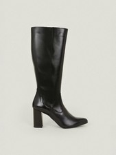 Oasis Womens Leather Knee High Boots In Black (6 Uk Shoe) Rrp£149
