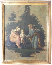Sacra Famiglia ANTICO OLIO su tavola cm 52x40 - Italia tra '700 e '800
