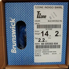 New 14.2 LB Brunswick Tzone Indigo Swirl Blue White/ Black Pearl. 
