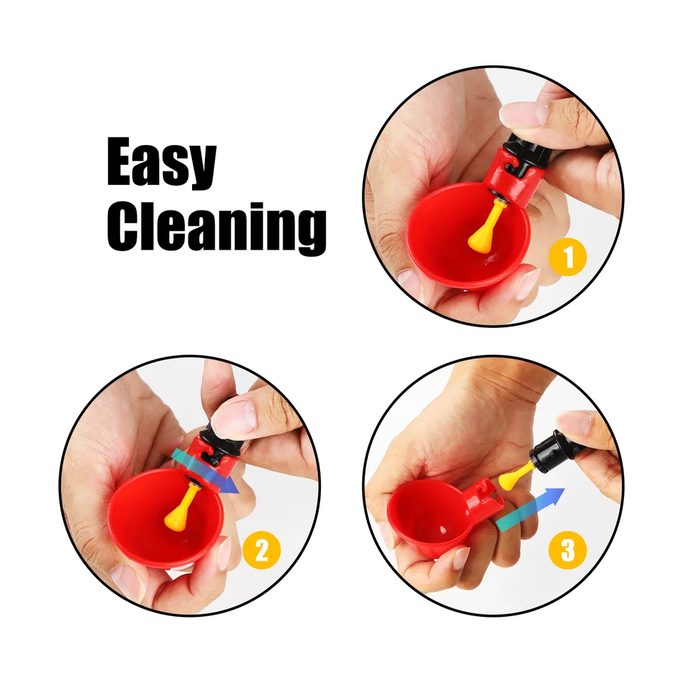 20 PCS Automatic Water Cups Poultry Drinker Waterer Chicken Duck Quail Drinking - Image 3 of 4