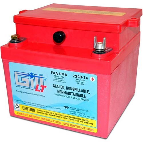 GILL LT 7243-14 LT Sealed Lead Acid Aircraft Battery  (FAA-8130-3 INCLUDED) - Bild 1 von 3
