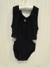 NWT BLACK AVANCEE ATHLETIC SHAPEWEAR BALLET DANCE LEOTARD Adult Small AS