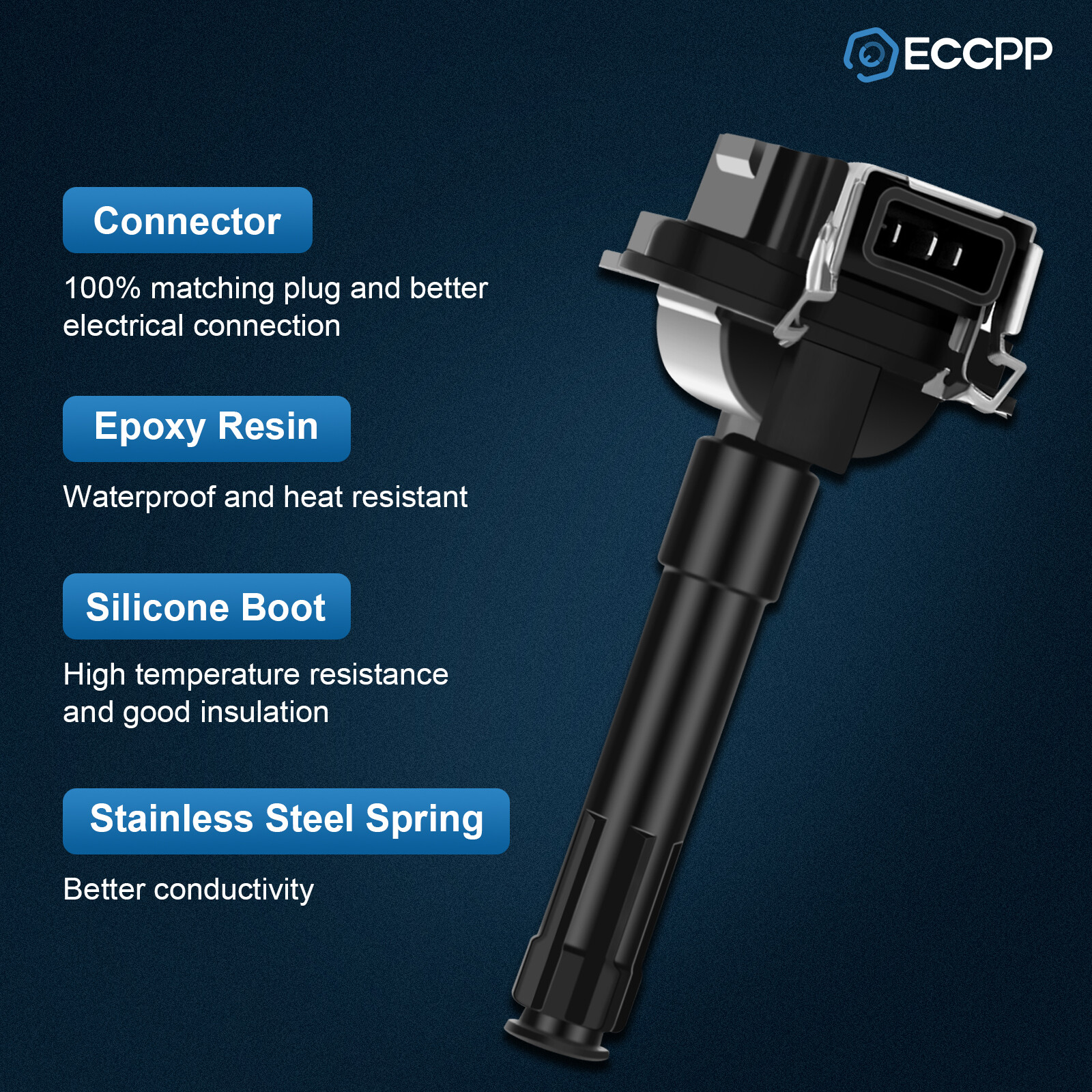 ECCPP 4 Ignition Coils For 1997-2000 Audi A4 Quattro 2004-2005 VW Golf 1.8L L4