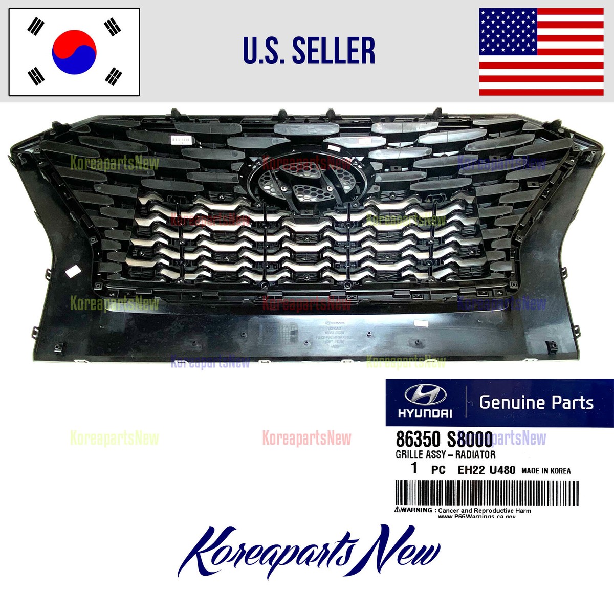 Front Bumper Upper Grille ⭐GENUINE⭐ 86350S8000 fits Hyundai