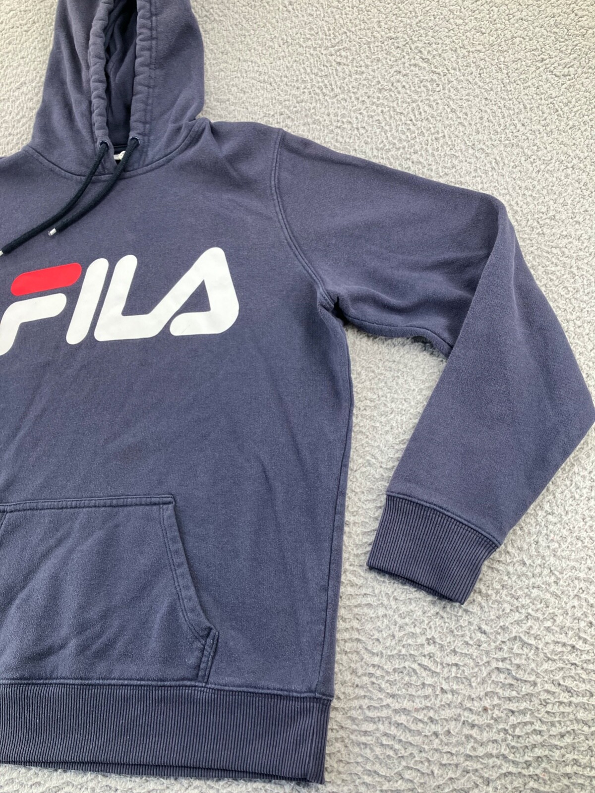 Felpa con cappuccio vintage FILA donna extra large XL blu pullover logo sport